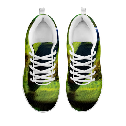 Green Snake Eye Print White Sneakers