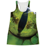 Green Snake Eye Print Women's Racerback Tank Top