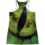 Green Snake Eye Print Women's Racerback Tank Top