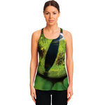 Green Snake Eye Print Women's Racerback Tank Top