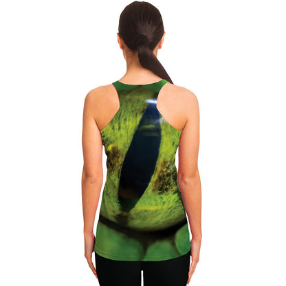 Green Snake Eye Print Women's Racerback Tank Top