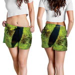 Green Snake Eye Print Women's Shorts