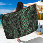 Green Snakeskin Print Beach Sarong Wrap
