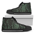 Green Snakeskin Print Black High Top Sneakers