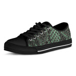 Green Snakeskin Print Black Low Top Shoes