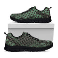 Green Snakeskin Print Black Running Shoes