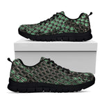 Green Snakeskin Print Black Sneakers