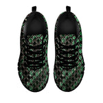Green Snakeskin Print Black Sneakers