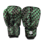 Green Snakeskin Print Boxing Gloves