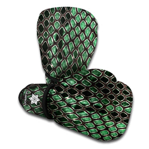 Green Snakeskin Print Boxing Gloves