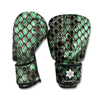 Green Snakeskin Print Boxing Gloves