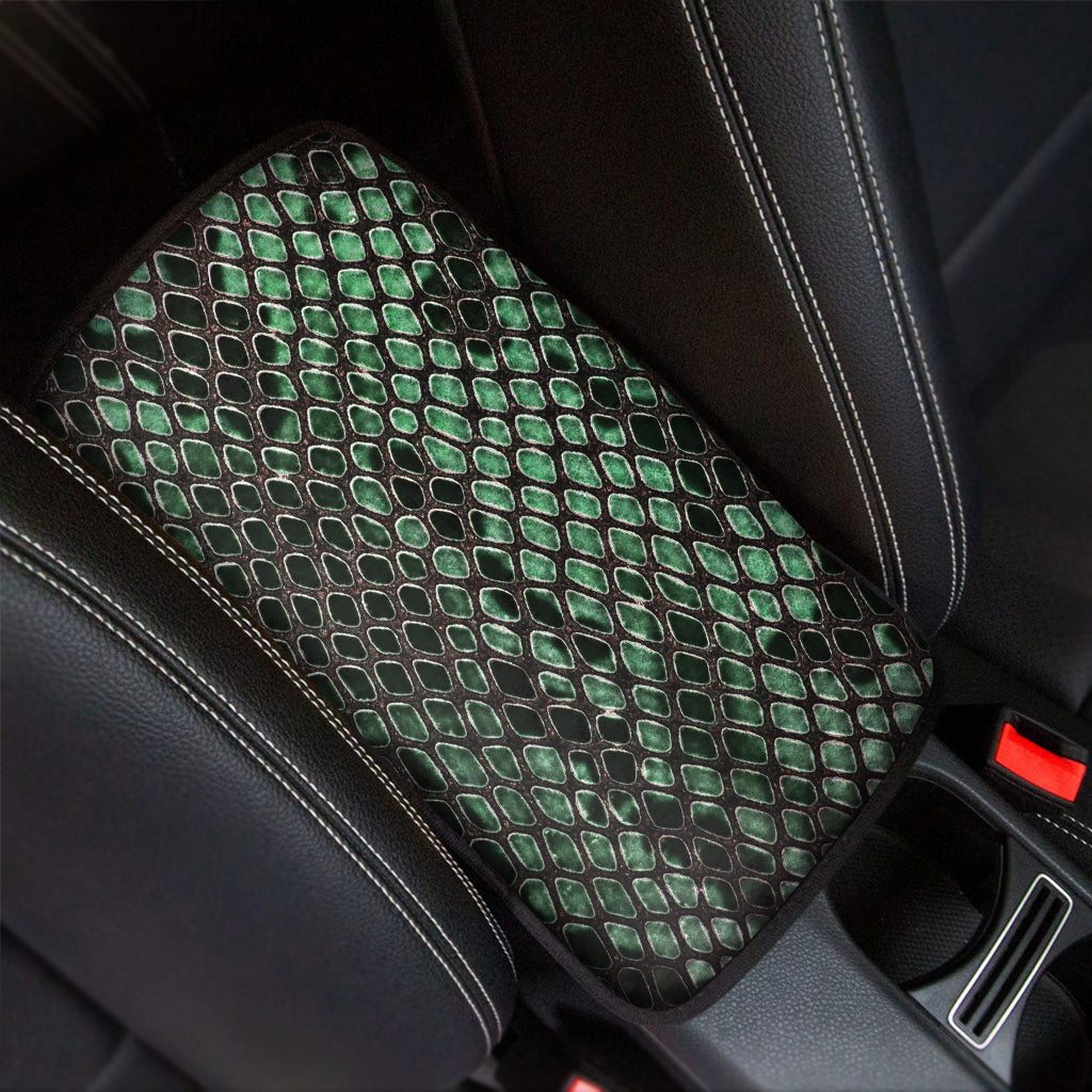 Green Snakeskin Print Car Center Console Cover