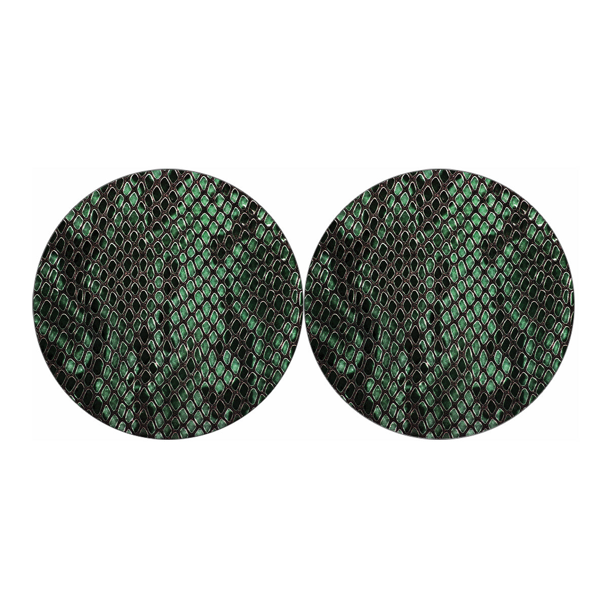 Green Snakeskin Print Car Coasters
