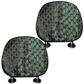 Green Snakeskin Print Car Headrest Covers