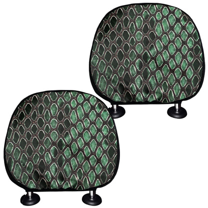 Green Snakeskin Print Car Headrest Covers