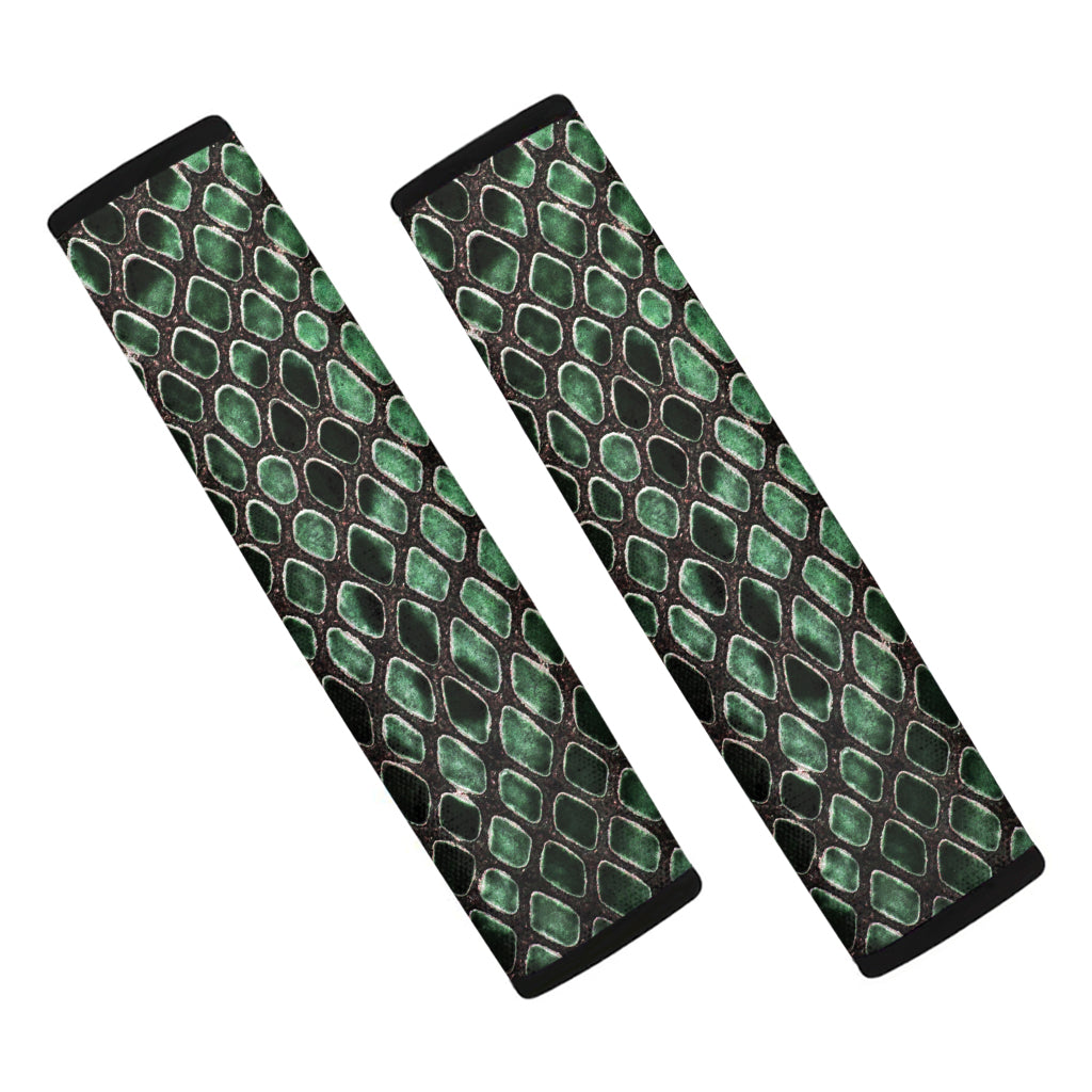 Green Snakeskin Print Car Seat Belt Covers