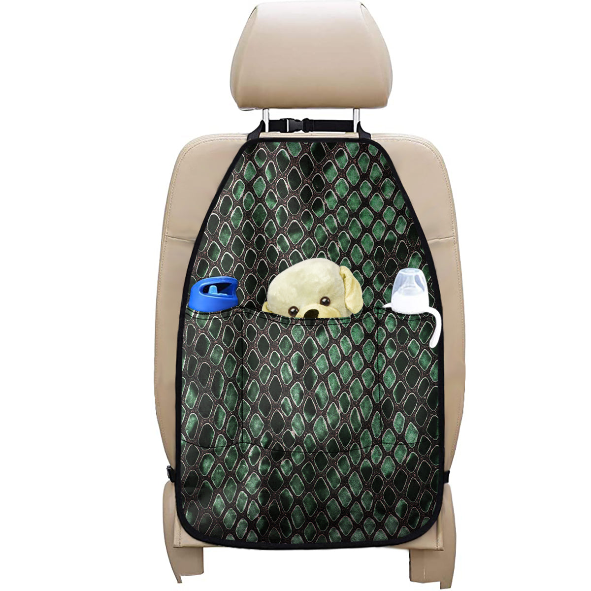 Green Snakeskin Print Car Seat Organizers