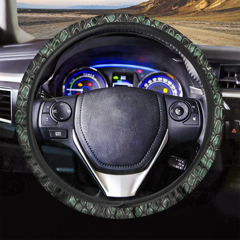 Green Snakeskin Print Car Steering Wheel Cover