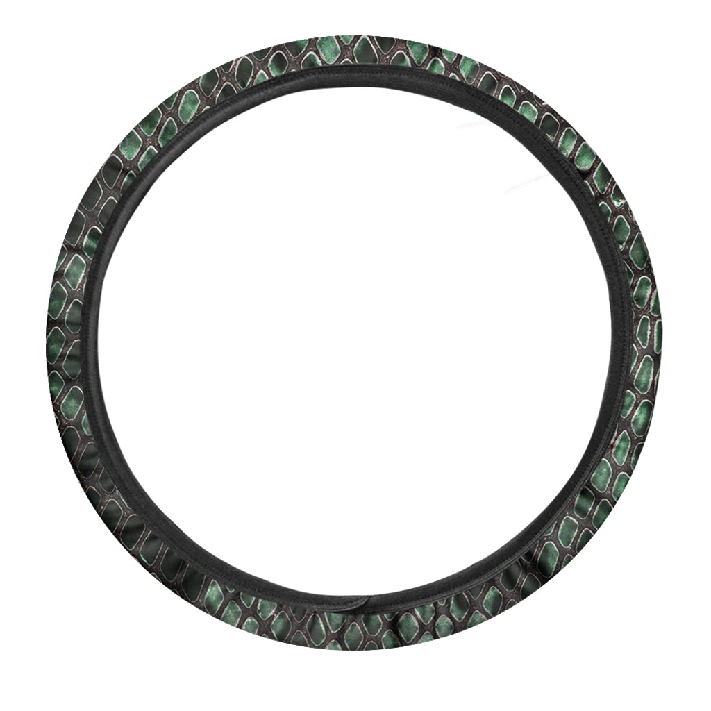 Green Snakeskin Print Car Steering Wheel Cover