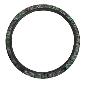 Green Snakeskin Print Car Steering Wheel Cover