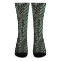 Green Snakeskin Print Crew Socks