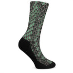 Green Snakeskin Print Crew Socks