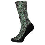 Green Snakeskin Print Crew Socks