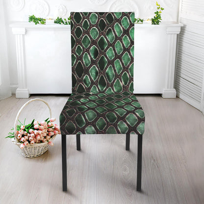 Green Snakeskin Print Dining Chair Slipcover