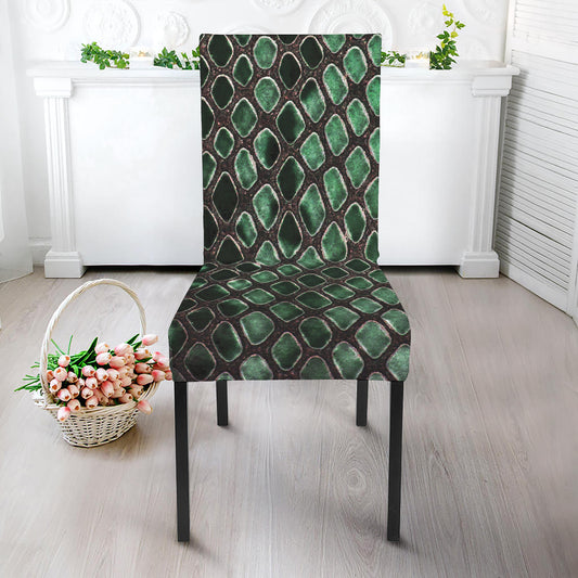 Green Snakeskin Print Dining Chair Slipcover