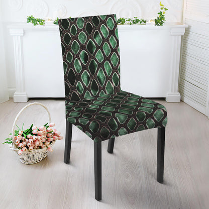 Green Snakeskin Print Dining Chair Slipcover