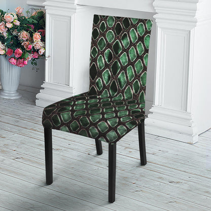 Green Snakeskin Print Dining Chair Slipcover