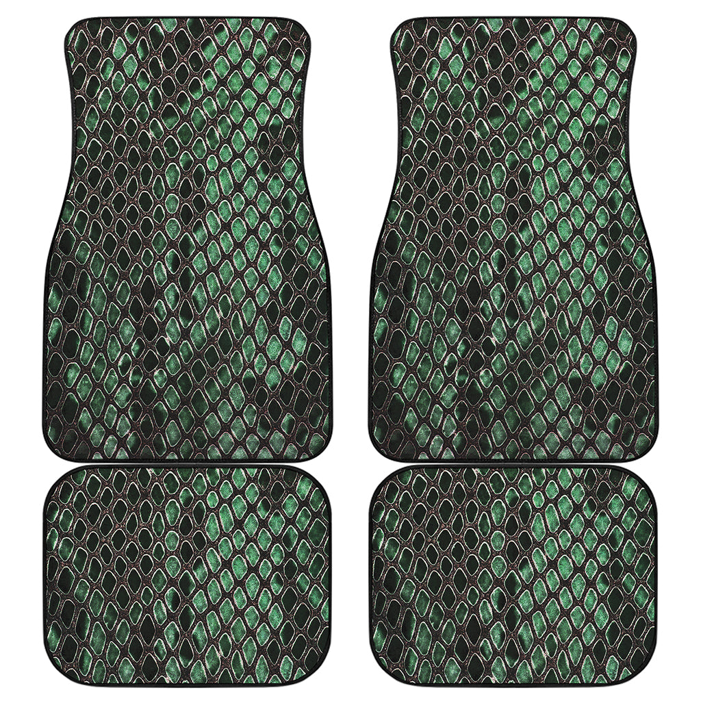 Green Snakeskin Print Front and Back Car Floor Mats