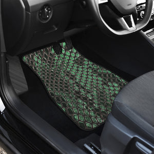 Green Snakeskin Print Front and Back Car Floor Mats