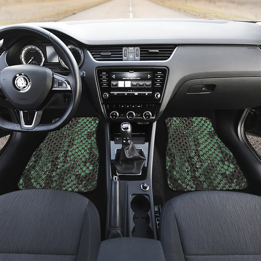 Green Snakeskin Print Front Car Floor Mats