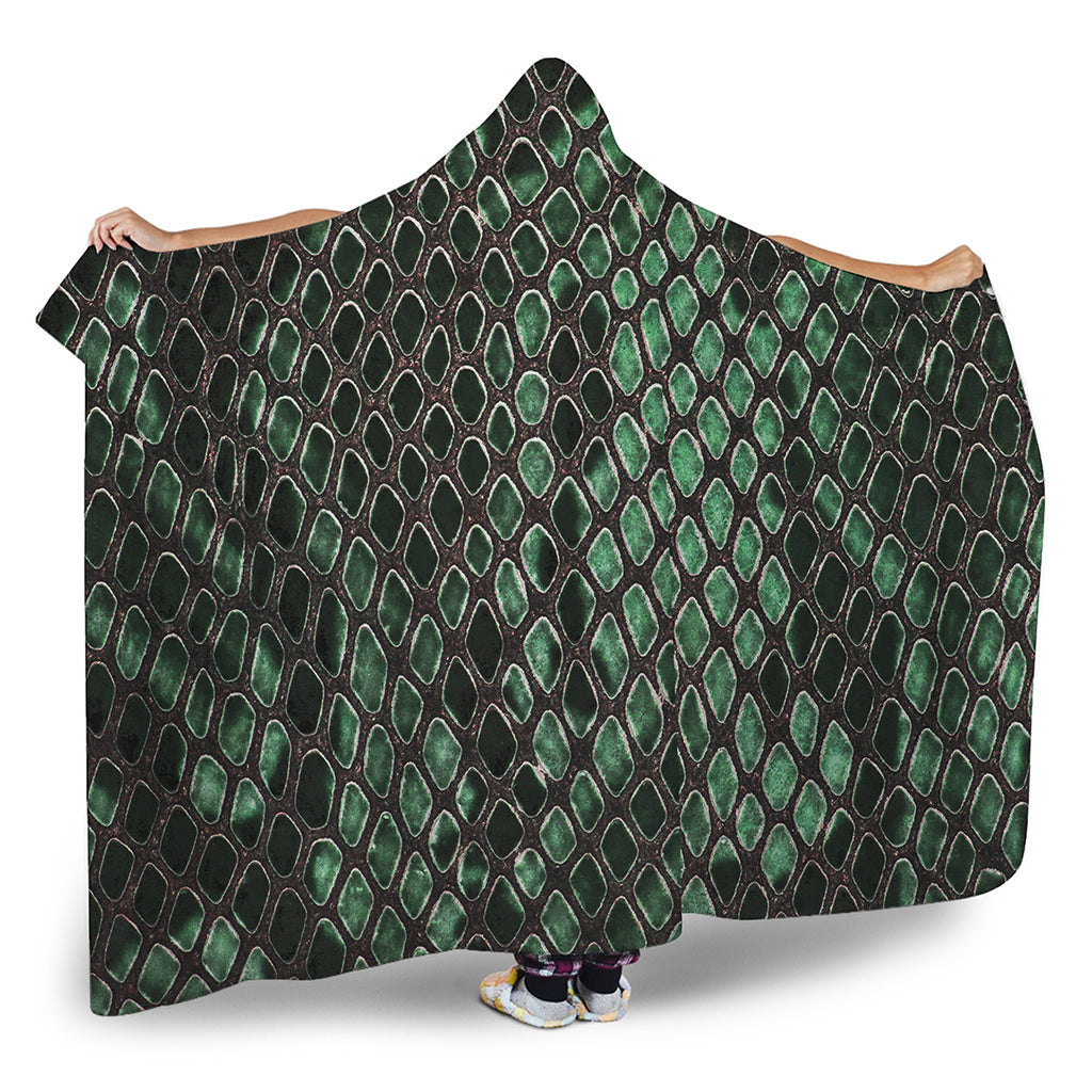Green Snakeskin Print Hooded Blanket