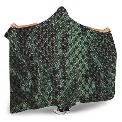Green Snakeskin Print Hooded Blanket