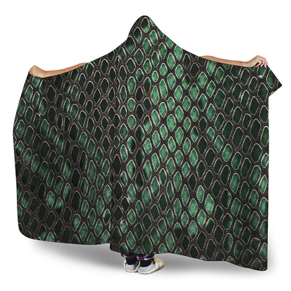 Green Snakeskin Print Hooded Blanket
