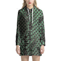 Green Snakeskin Print Pullover Hoodie Dress