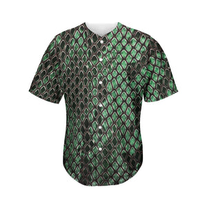 Green Snakeskin Print Men's Baseball Jersey