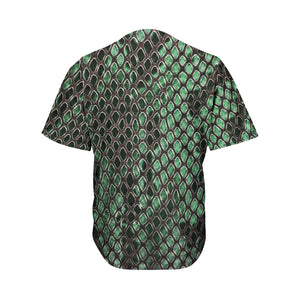 Green Snakeskin Print Men's Baseball Jersey