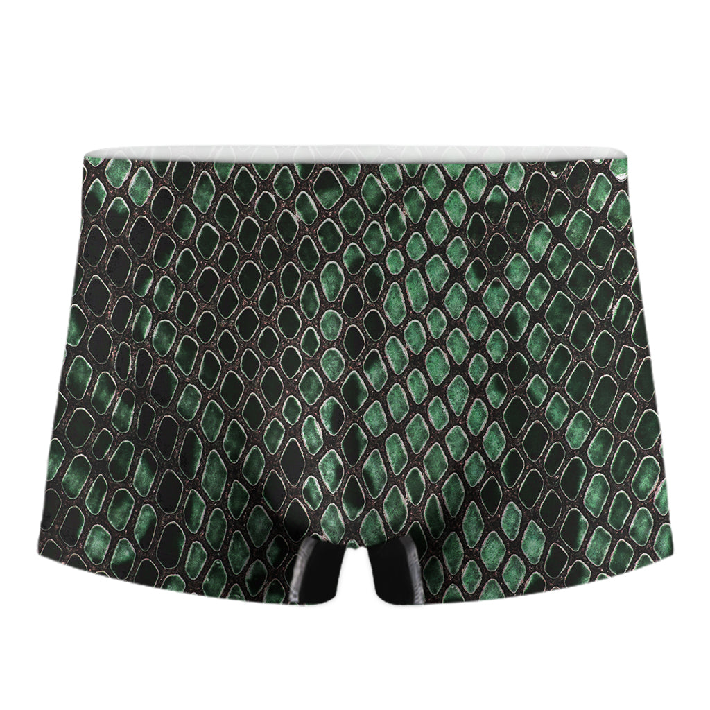 Green Snakeskin Print Men's Boxer Briefs