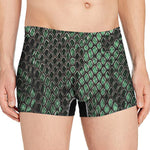 Green Snakeskin Print Men's Boxer Briefs