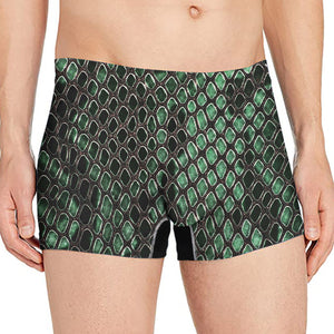 Green Snakeskin Print Men's Boxer Briefs