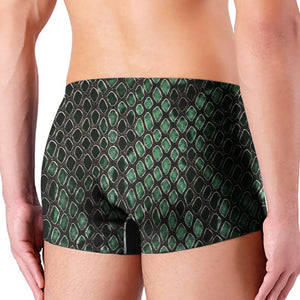 Green Snakeskin Print Men's Boxer Briefs