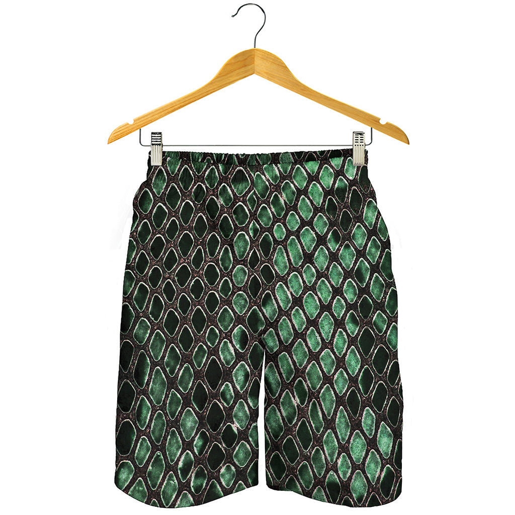 Green Snakeskin Print Men's Shorts