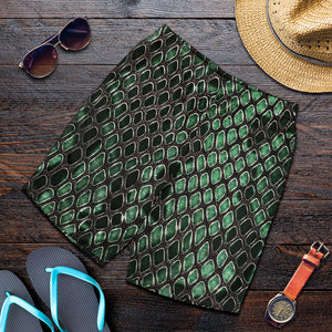 Green Snakeskin Print Men's Shorts