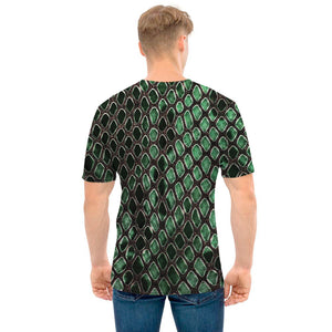 Green Snakeskin Print Men's T-Shirt