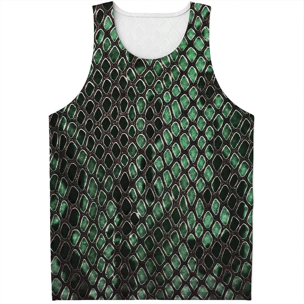 Green Snakeskin Print Men's Tank Top