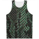 Green Snakeskin Print Men's Tank Top