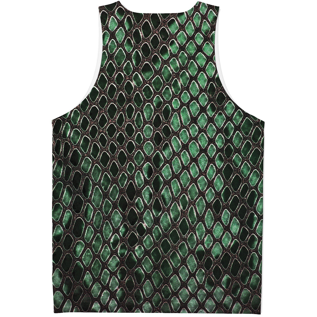 Green Snakeskin Print Men's Tank Top